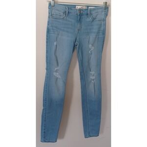 Hollister Sz 9R Low Rise Super Skinny Distressed Light Wash Jeans Y2K Grunge